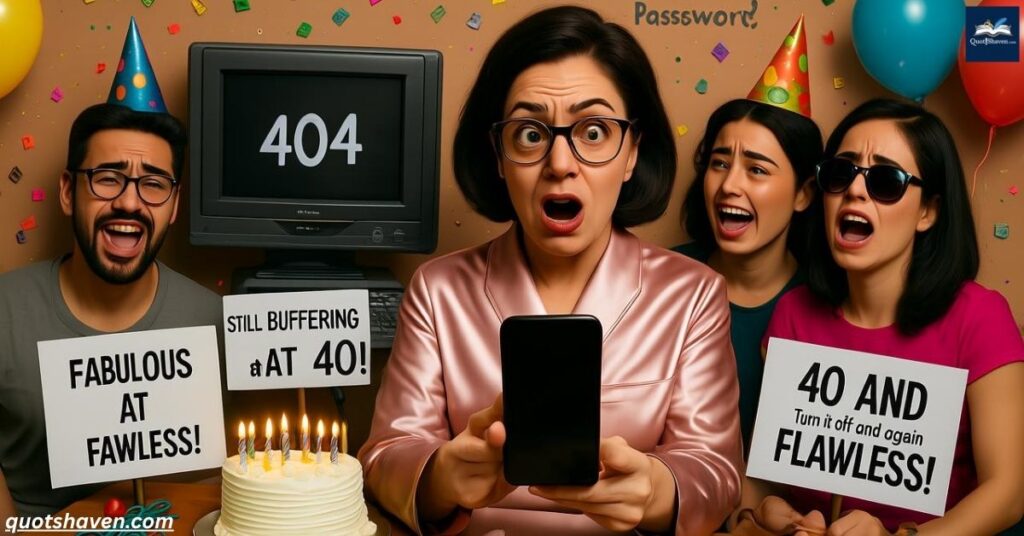 Funny 40th Birthday Female Quotes on Technology Challenges