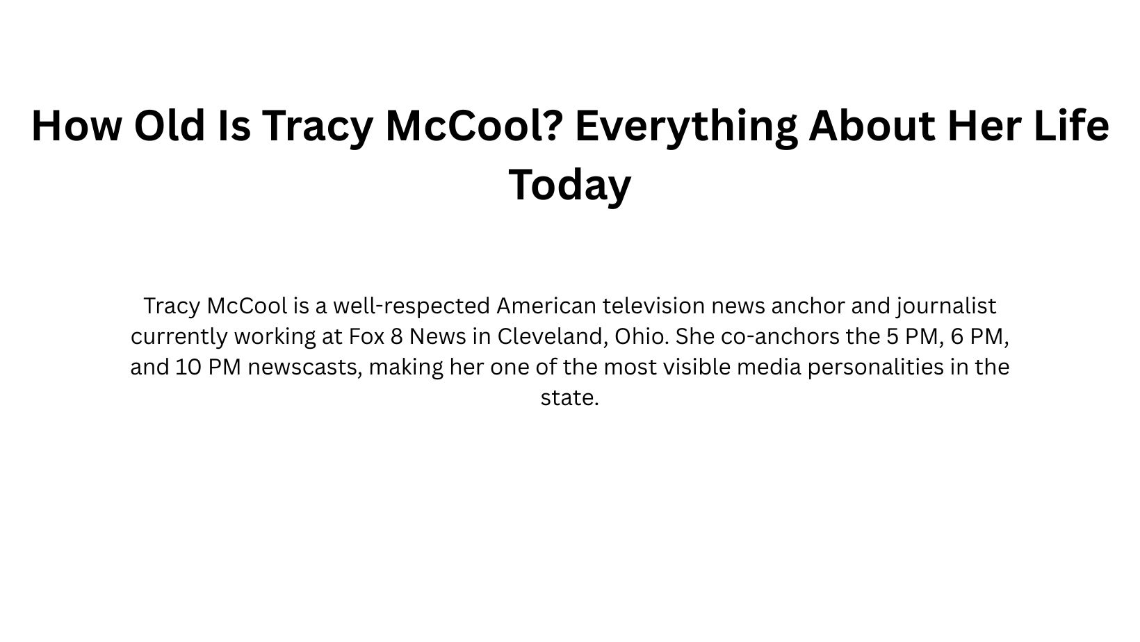 How Old Is Tracy McCool? Everything About Her Life Today